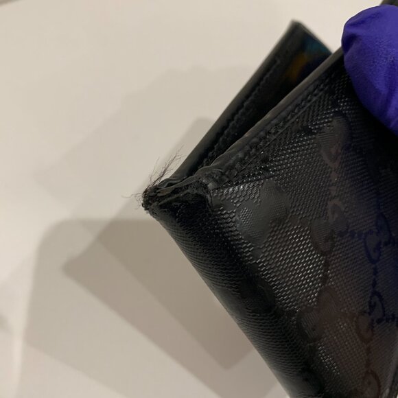Gucci Black GG Imprime Bifold Wallet Sku#84194 (gently used, pocket peeling) - Picture 13 of 14